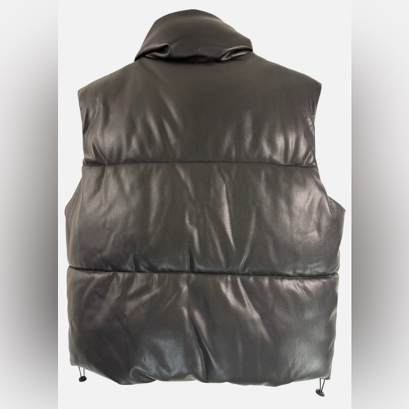 ZARA Faux Leather Puffer Vest Black Women’s Size M - Picture 5 of 12